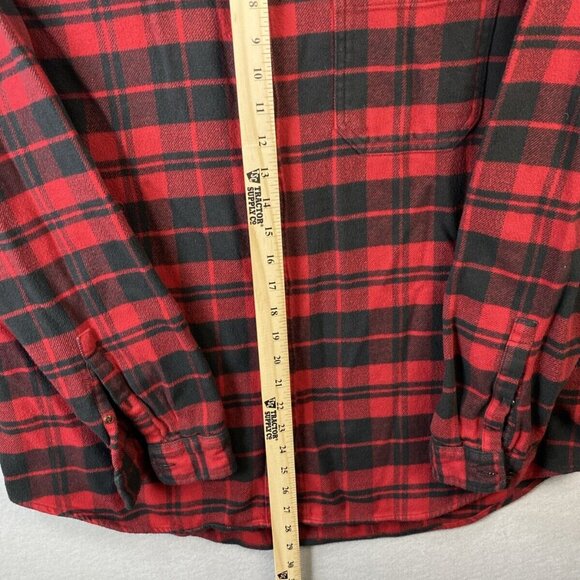 LL Bean Flannel Shirt Womens XL Tartan Plaid Red Black Organic Cotton 506162 VTG - Picture 4 of 13